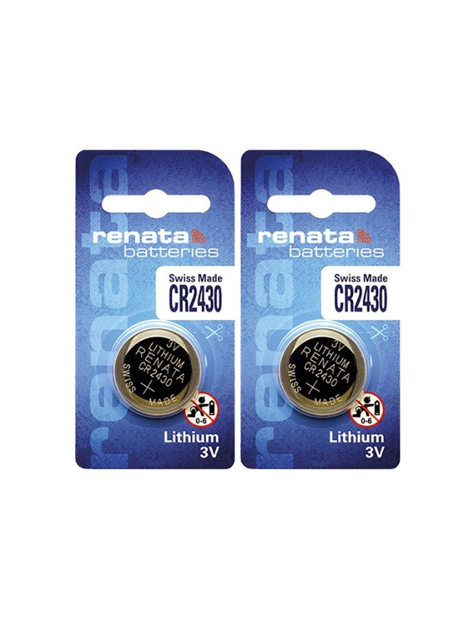 2-Pieces Renata CR2430 Lithium 3V Swiss Made Batteries